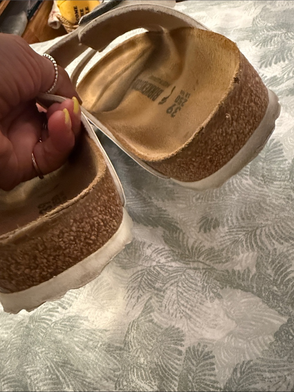 Birkenstock White Arizona Two-Strap Sandals with Silver Buckles - Picture 7 of 7